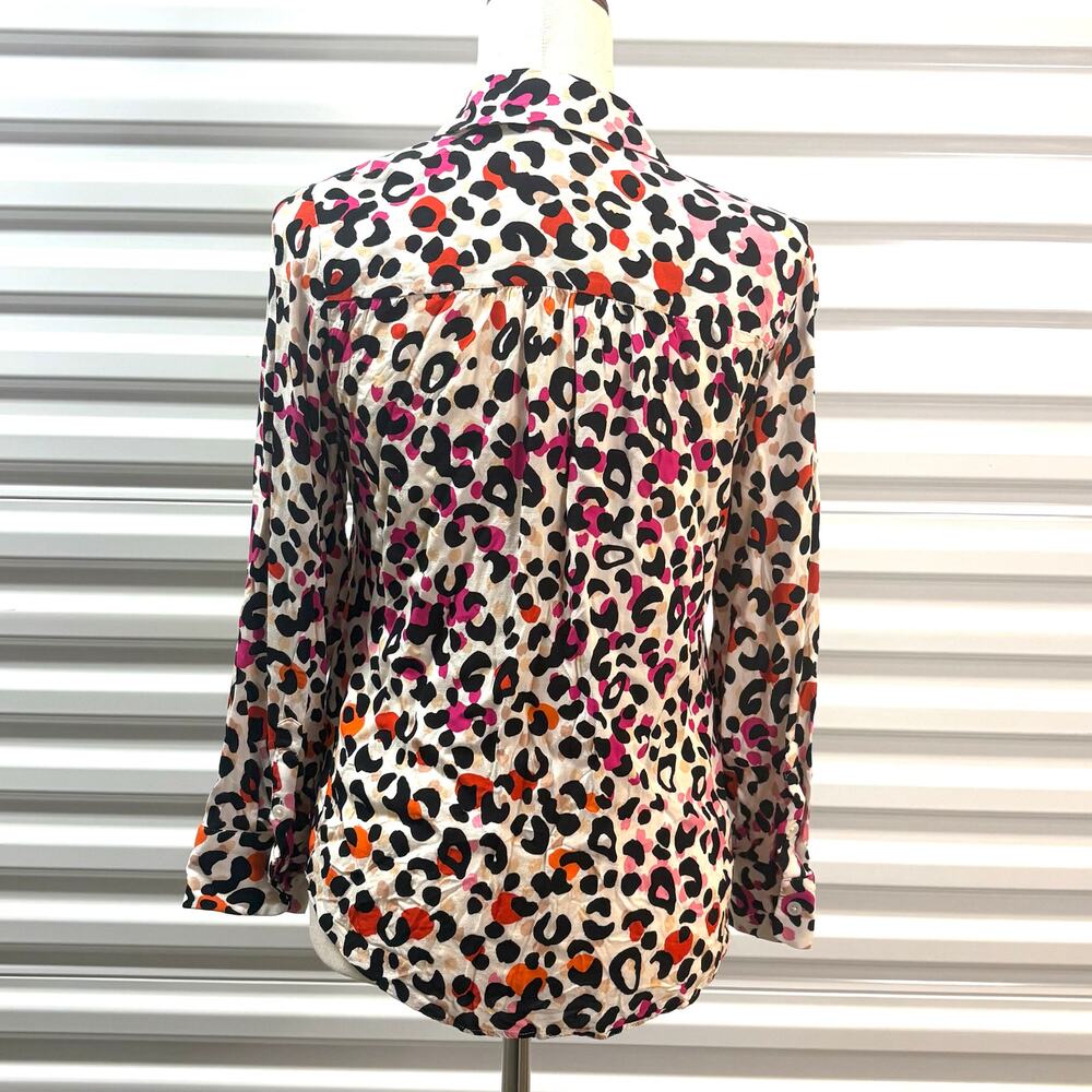 Chicos Blouse, Button Up, Animal Print, Pink White Black, Women’s Size 6, - Picture 2 of 6